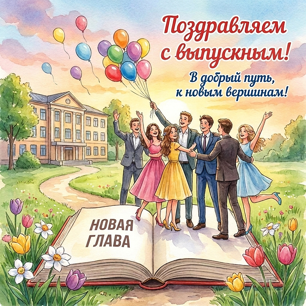 Открытка с теплыми словами на выпускной
