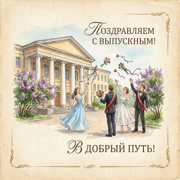 Скачать бесплатно открытку с выпускным из старших классов 
