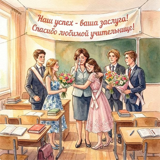 Открытка на выпускной в старших классах для преподавателей