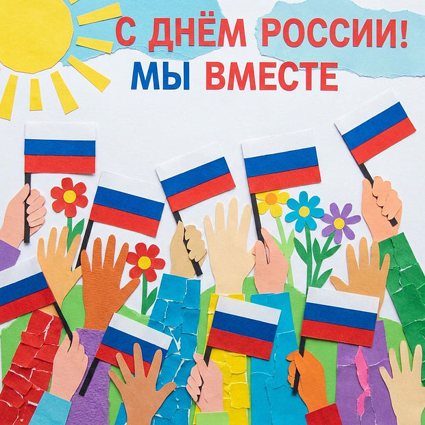 Скачать открытку с Днем России
