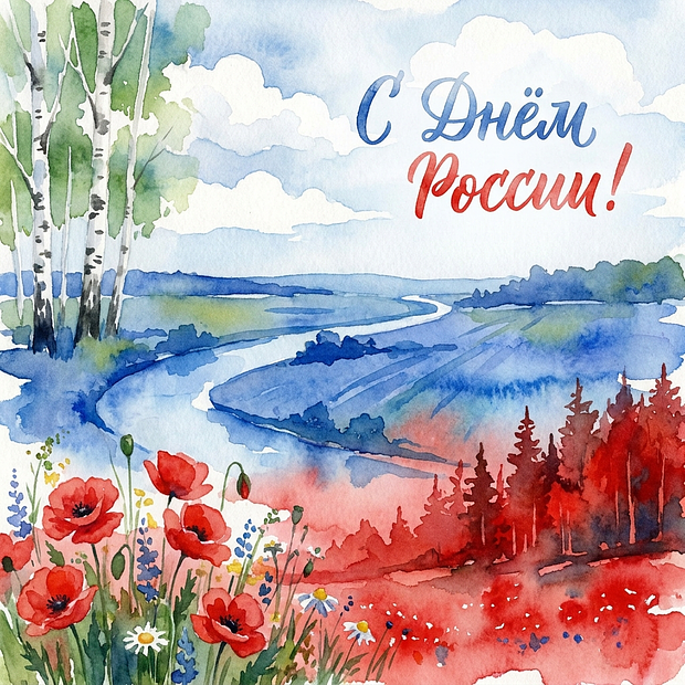 Открытка на День России
