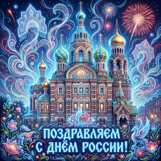 Скачать открытку с Днем России
