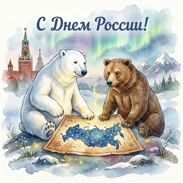 Скачать бесплатно открытку с Днем России
