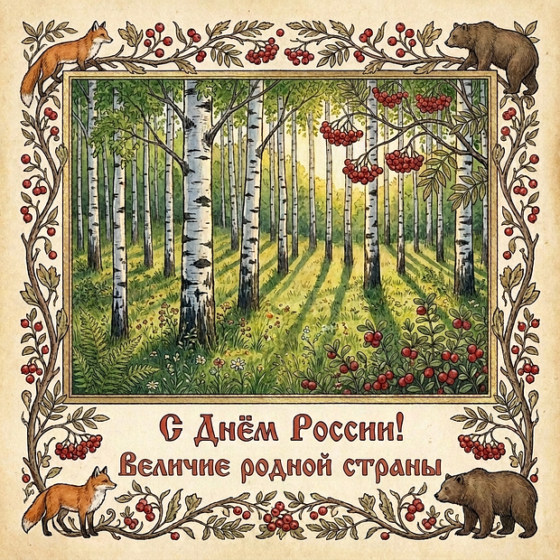 Красивая открытка с Днем России
