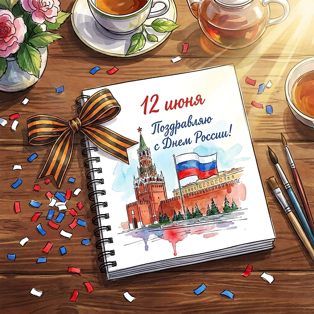 Красивая открытка на День России
