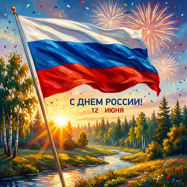 Картинка с поздравлением на День России
