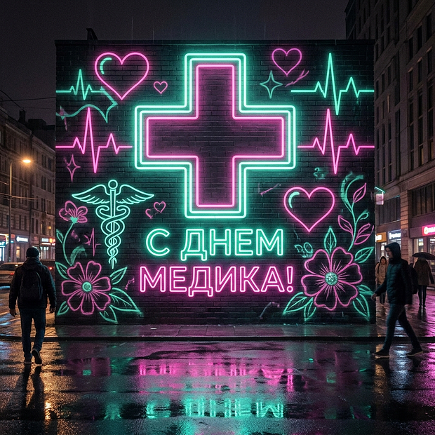 Открытка с поздравлением ко Дню медика
