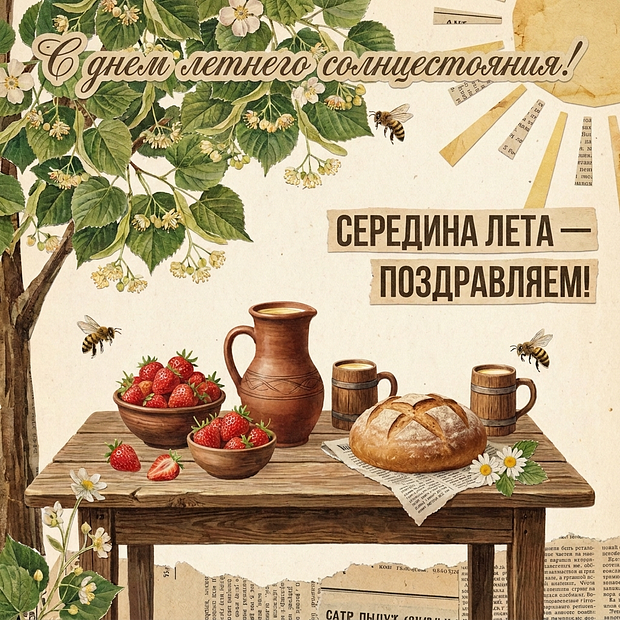 Открытка с днем летнего солнцестояния в 2026 году