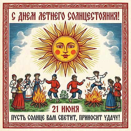 Открытка с наилучшими пожеланиями к летнему солнцестоянию