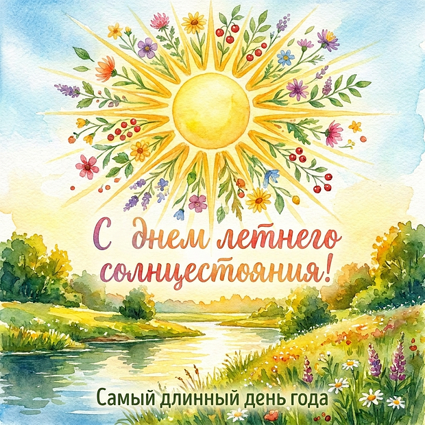 Красивая открытка с днем летнего солнцестояния