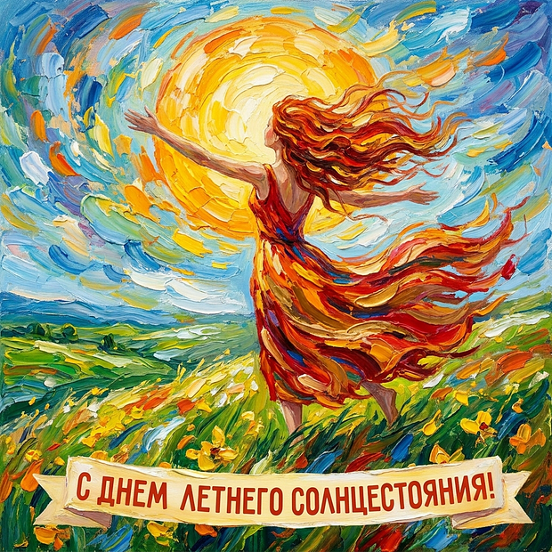 Открытка с поздравлением с днем летнего солнцестояния