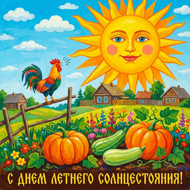 Оригинальная открытка с днем летнего солнцестояния
