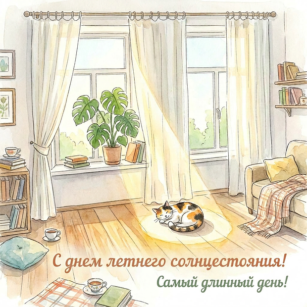 Открытка с днем летнего солнцестояния в 2026 году