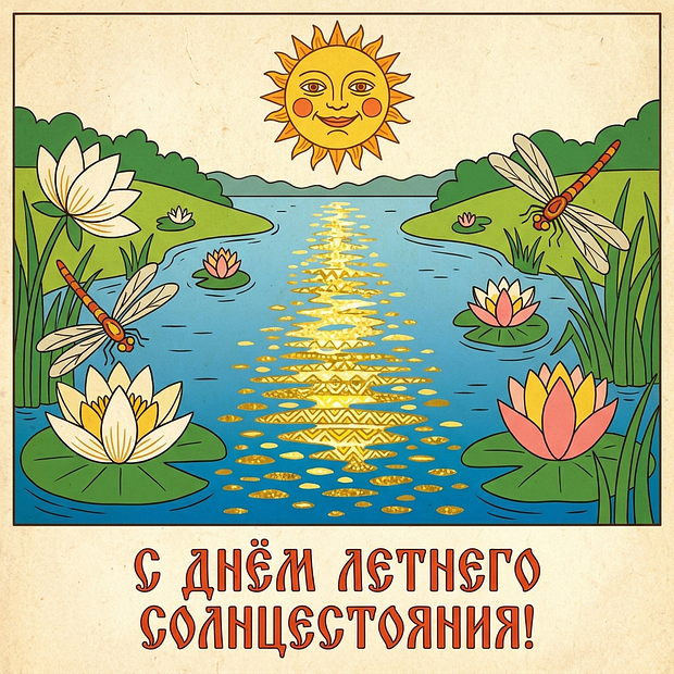 Открытка с днем летнего солнцестояния в 2026 году