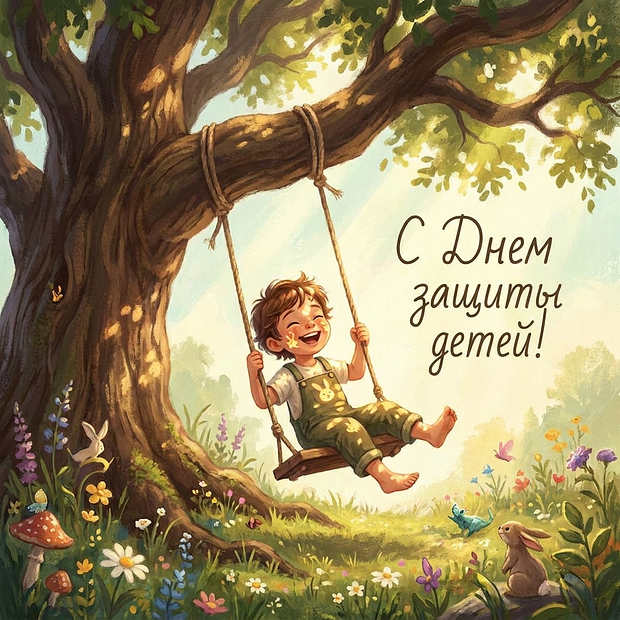 Красивая открытка с Днем защиты детей