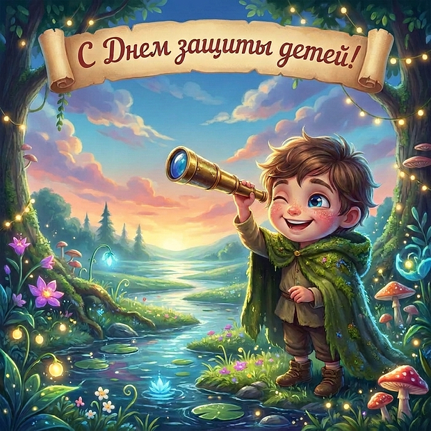 Открытка с поздравлением ко Дню защиты детей
