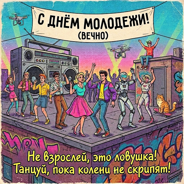 Открытка с поздравлением ко Дню молодежи
