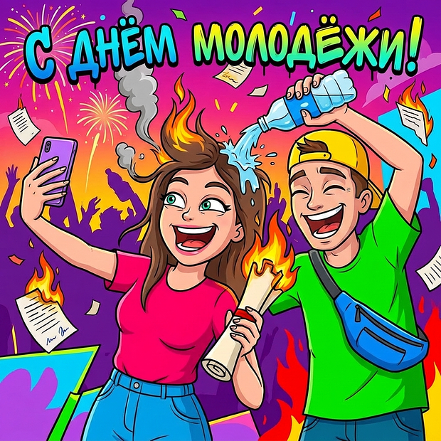 Картинка с поздравлением на День молодежи

