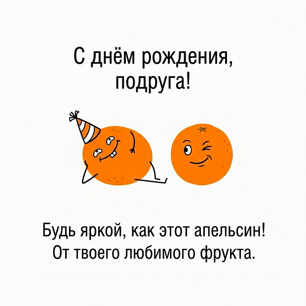 Прикольная открытка с днем рождения подруге
