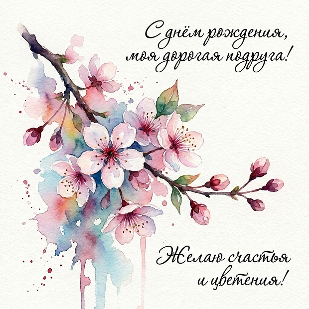 Красивая открытка на день рождения подруге
