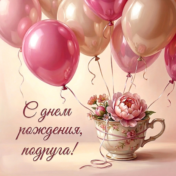 Открытка с поздравлением с днем рождения подруге
