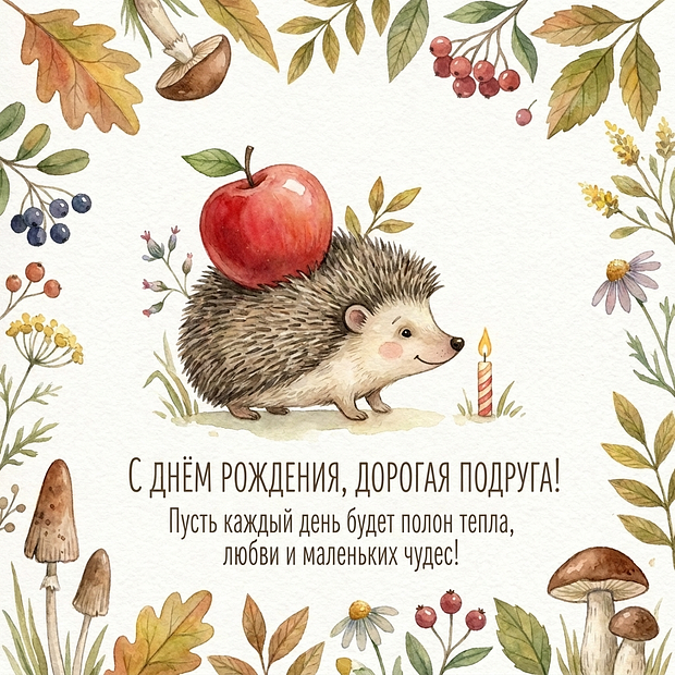 Красивая открытка на день рождения подруги
