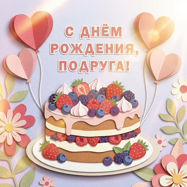 Картинка с поздравлением на день рождения подруге

