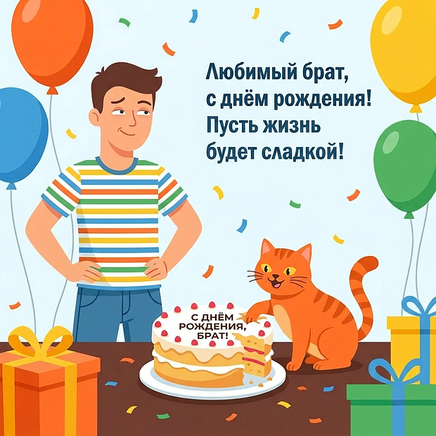 Забавная открытка с днем рождения брату