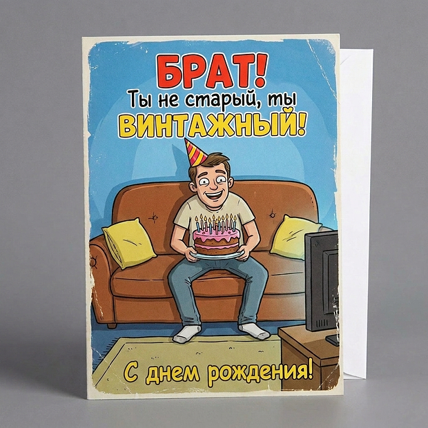Смешная открытка с днем рождения брату

