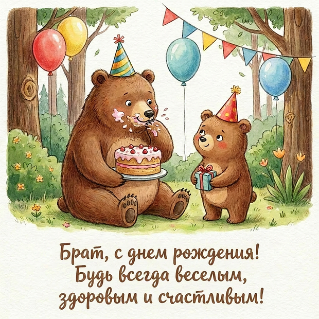 Картинка с поздравлением на день рождения брату
