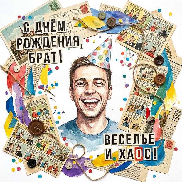 Прикольная открытка с днем рождения брату
