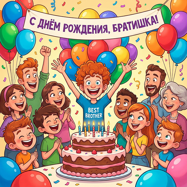 Бесплатная открытка на день рождения брату
