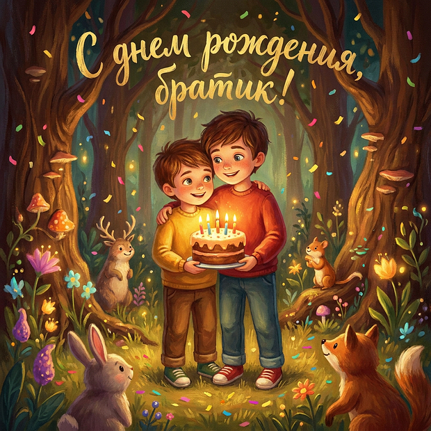Открытка на день рождения брату с теплыми словами


