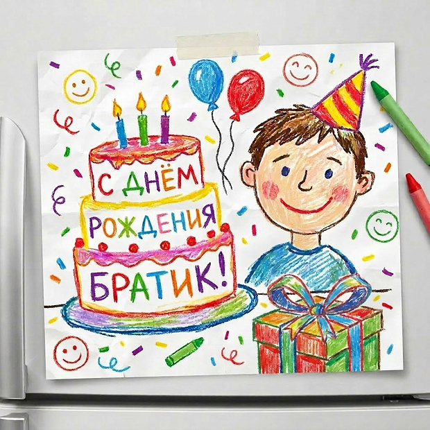 Открытка на день рождения брату с теплыми словами
