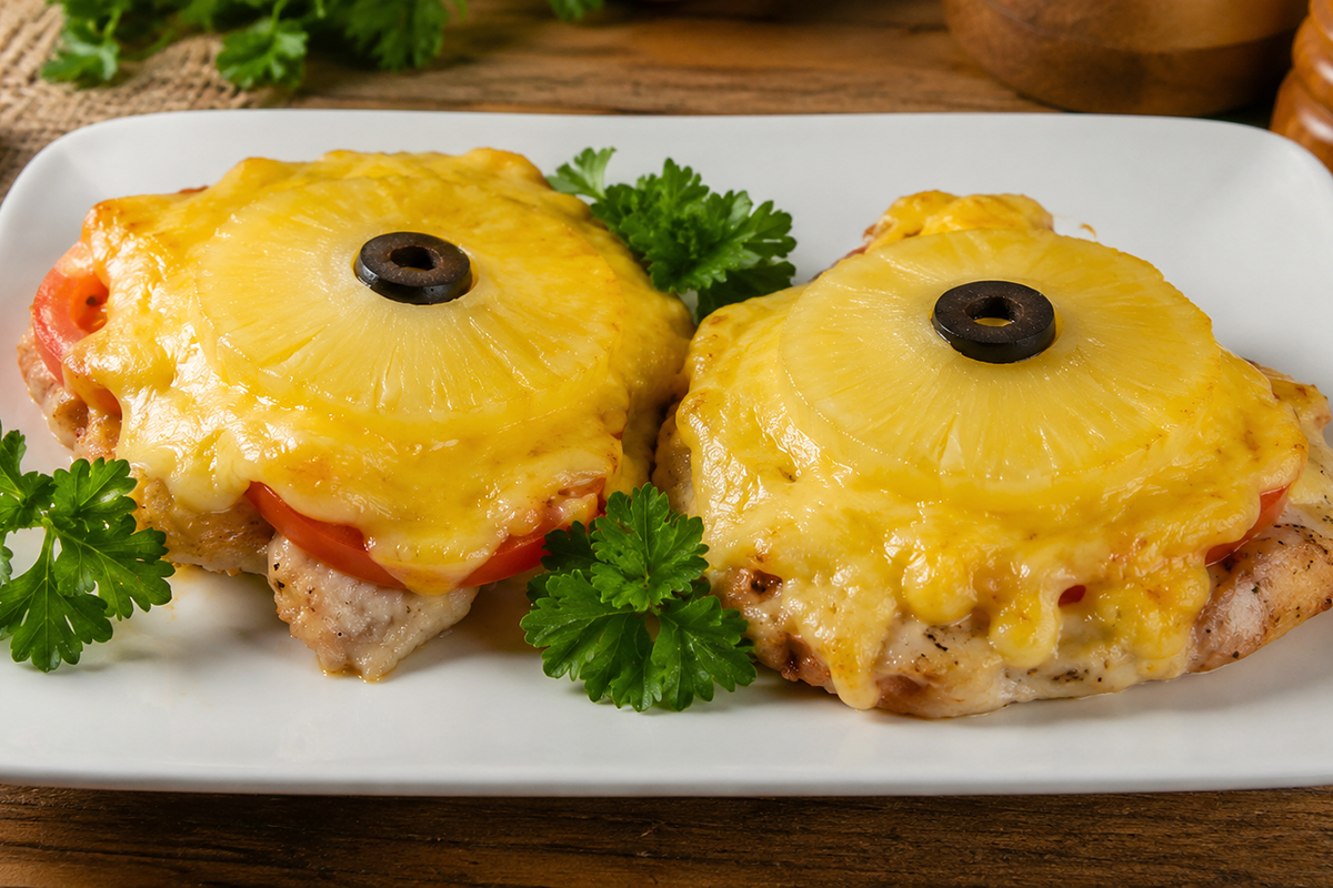 Ананас придает мясу кисло-сладкий вкус, пикантность, сочность и нежность