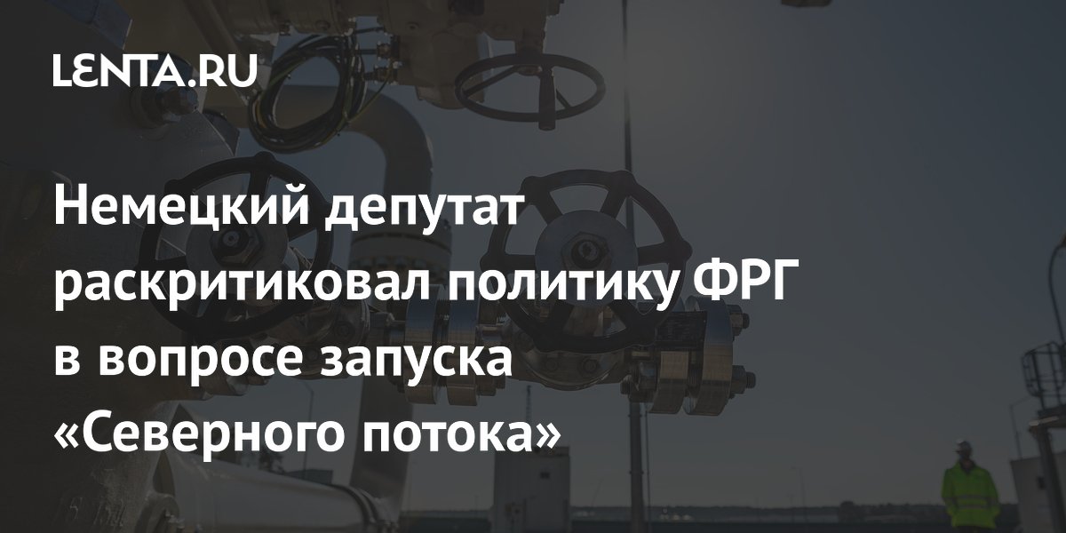 Немецкий депутат раскритиковал политику ФРГ в вопросе запуска «Северного потока»