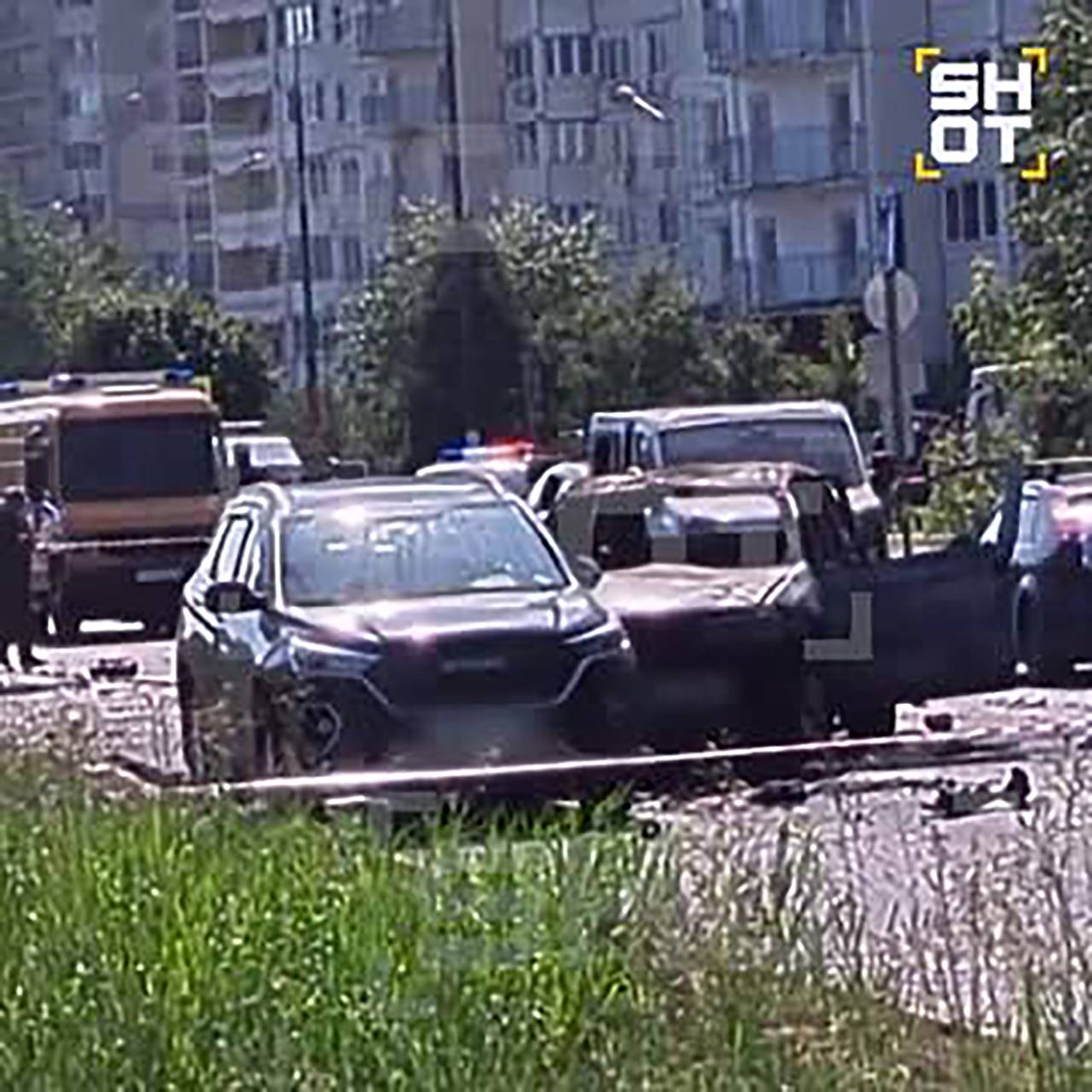 Последствия взрыва машины в Подмосковье попали на видео