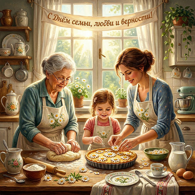 Открытка с Днем семьи, любви и верности

