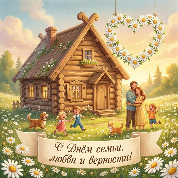 Красивая картинка с Днем семьи, любви и верности
