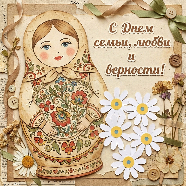 Открытка с Днем семьи, любви и верности


