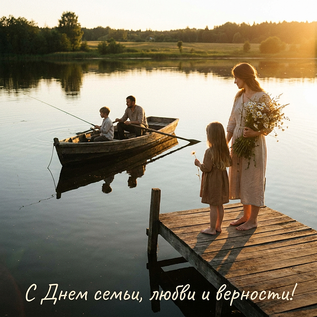 Красивая открытка с Днем семьи, любви и верности
