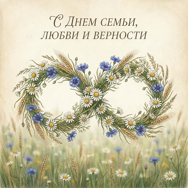 Скачать бесплатно открытку с Днем семьи, любви и верности

