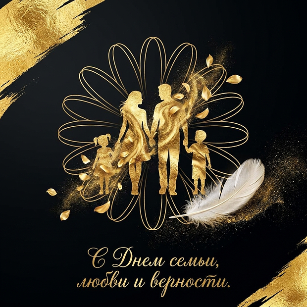 Картинка с пожеланиями на День семьи, любви и верности
