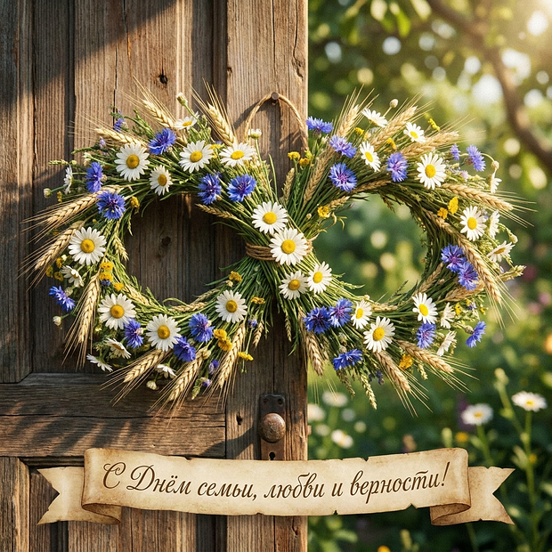 Открытка с Днем семьи, любви и верности

