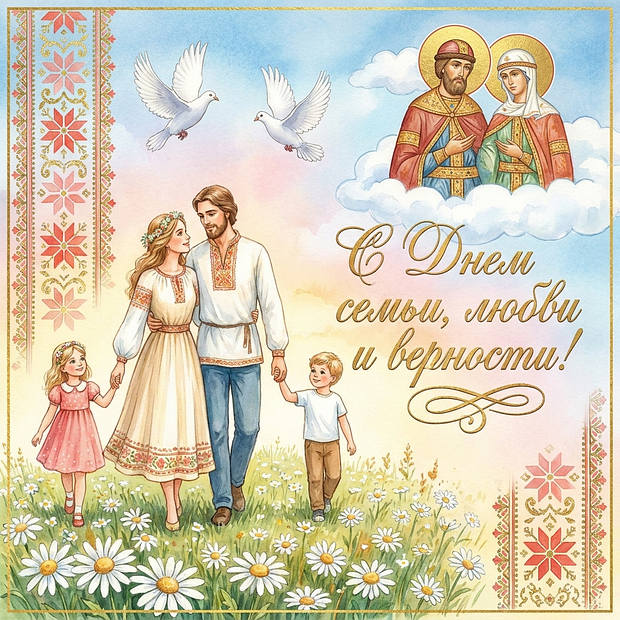 Красивая картинка с Днем семьи, любви и верности
