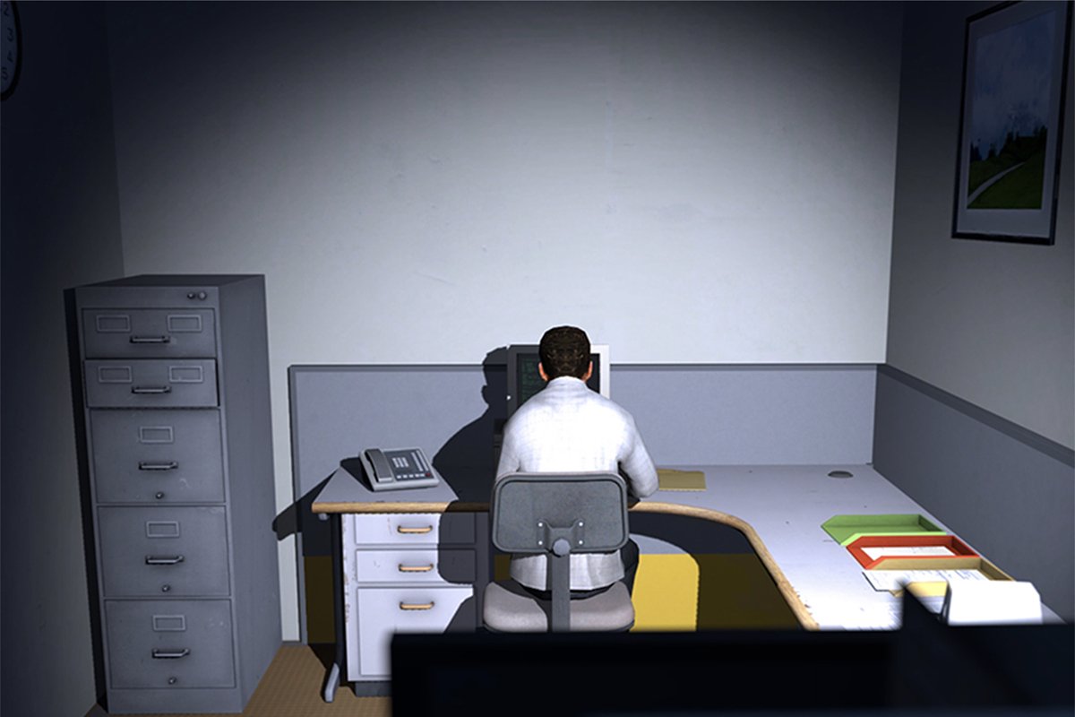 The Stanley Parable играет не только с концепцией лиминальных пространств, но и ломает «четвертую стену», обращаясь напрямую к игроку