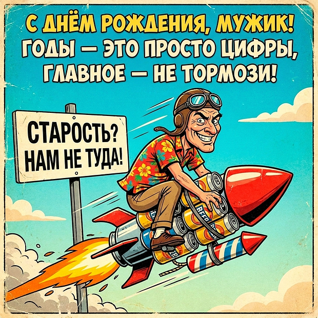 Прикольная открытка на день рождения мужчине