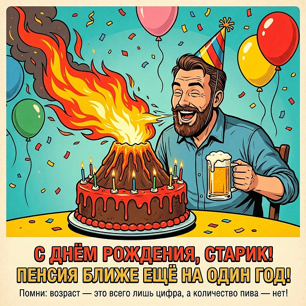 Смешная открытка на день рождения мужчине