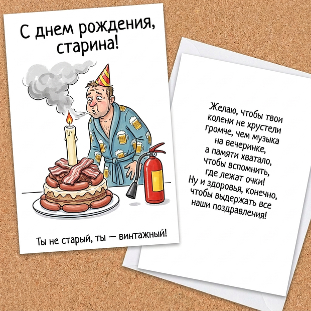 Прикольная открытка на день рождения мужчине