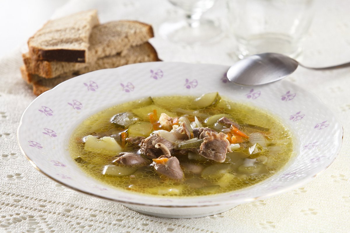 Рассольник с куриными потрохами